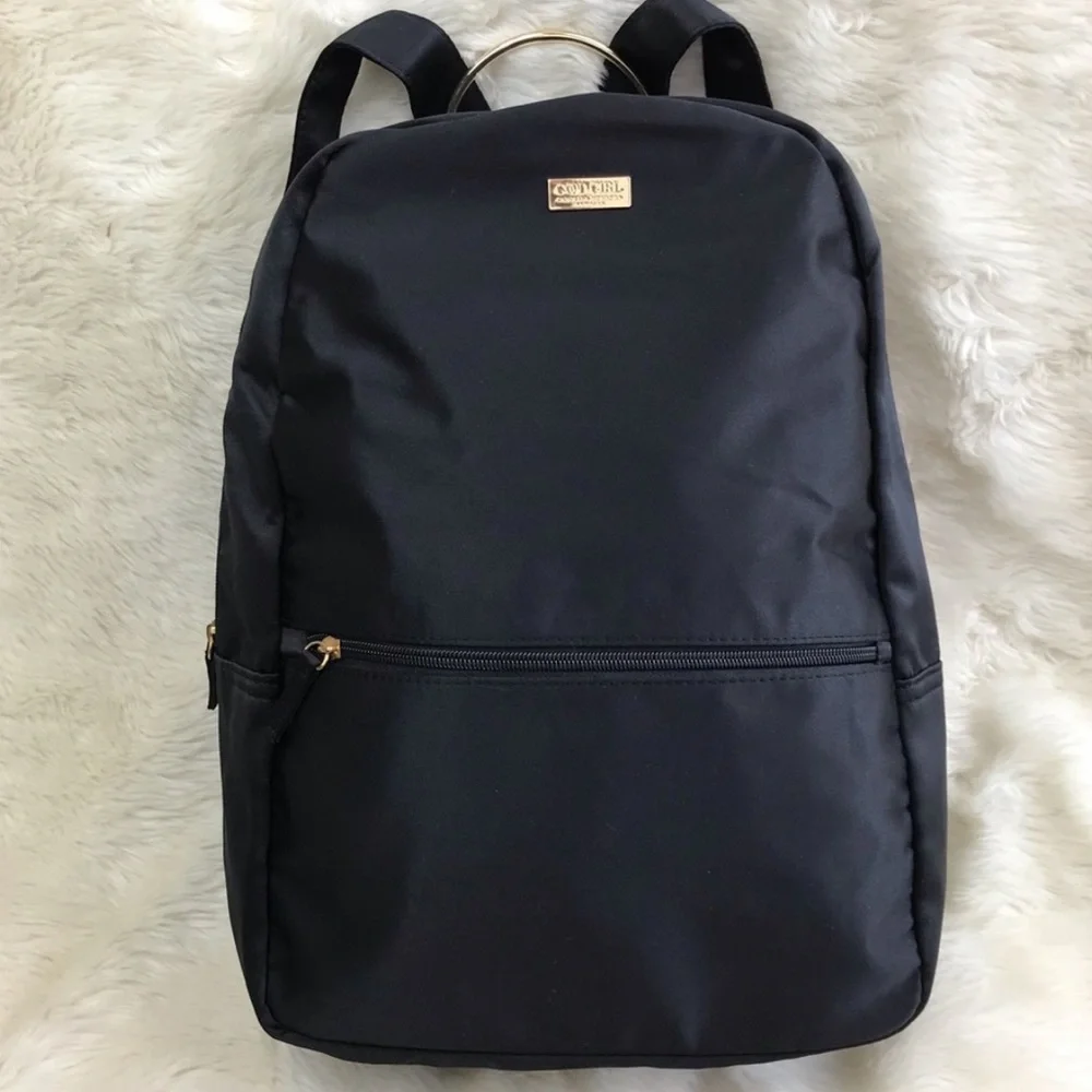 Carolina Herrera Good Girl Backpack Black Satin Gold Handle
